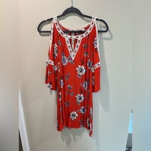 Women’s sundress, cold shoulder, lightweight and flown.